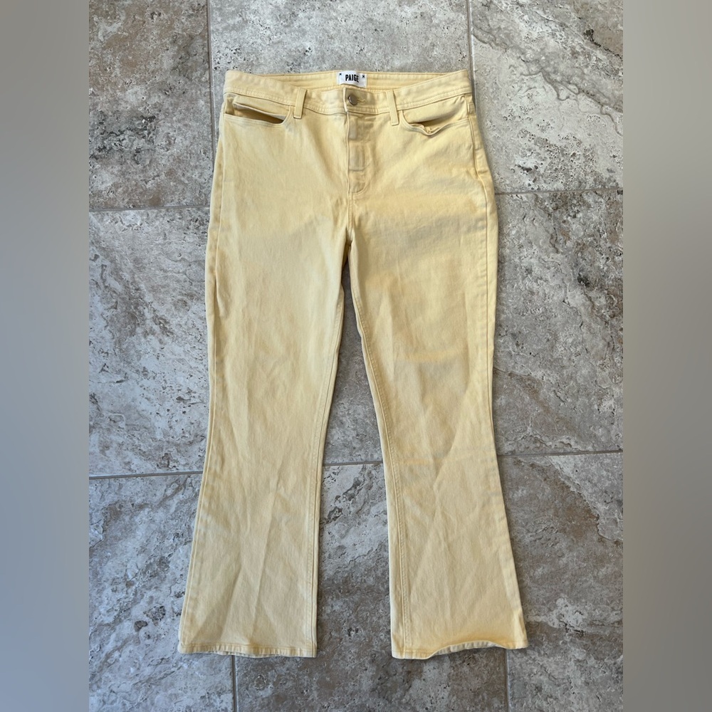 Paige Claudine Cropped High Rise Ankle Flare Jeans, Yellow Marigold, 31